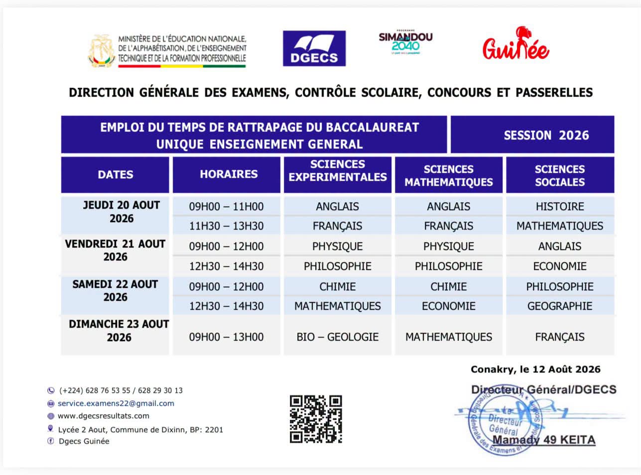 emploi-du-temps-bac-guinee-rattrapage