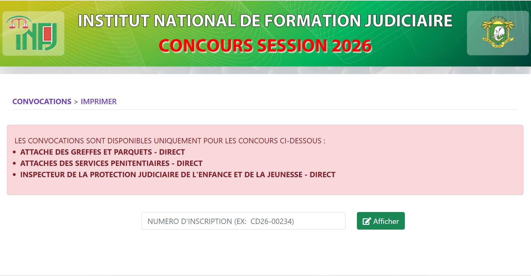 retrait-convocation-INFJ-2026-en-ligne-numero-d-inscription